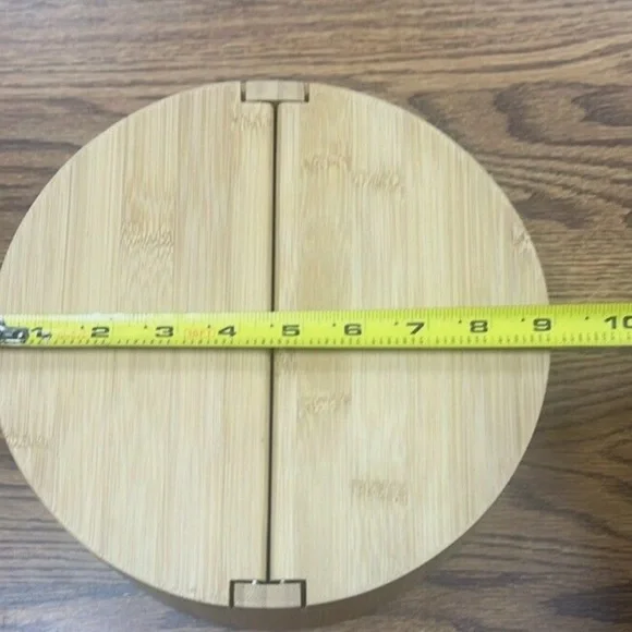 Brightroom 9" x 4" Circular Hinge Lid Bamboo Countertop Organizer - Picture 6 of 6